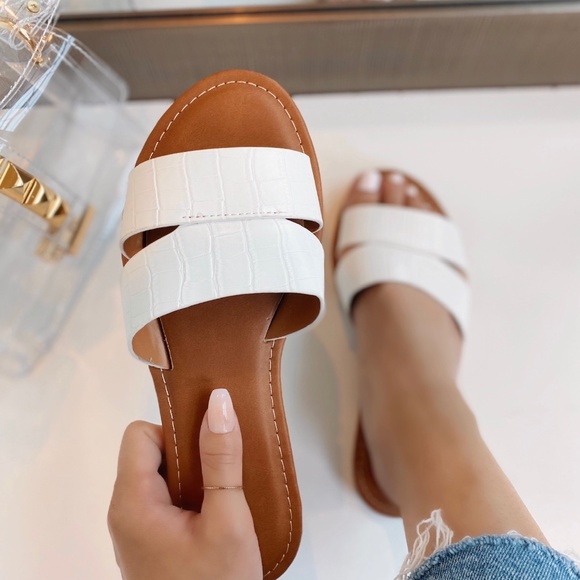 Shoes - White Slip-on Cutout Sandal